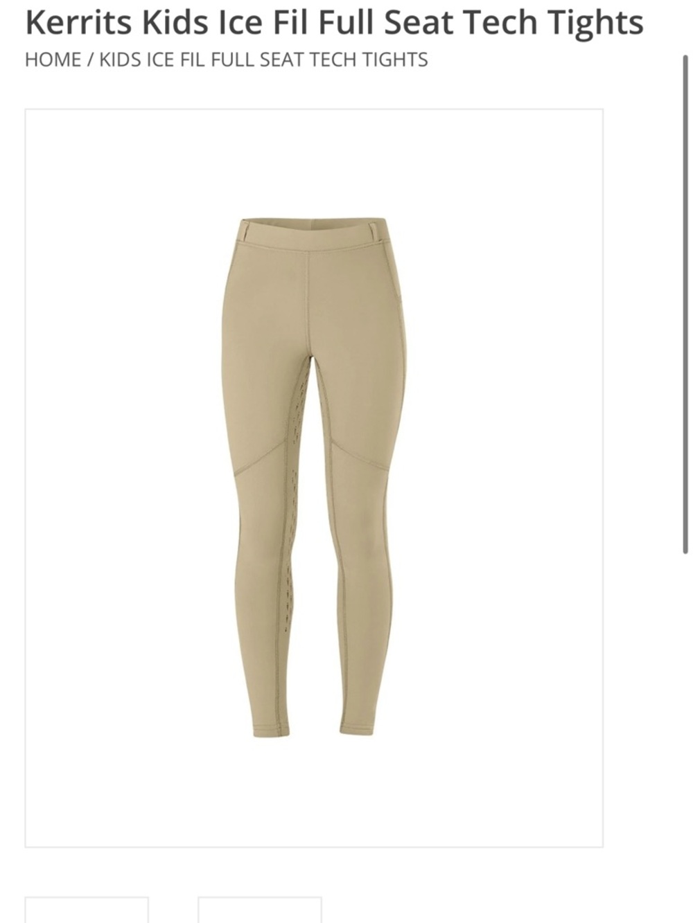Kerrits Kids Ice Fil Full Seat Tech Tights in Beige